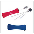 Polished stainless steel 3-in-1 serving utensils with cloth bag
